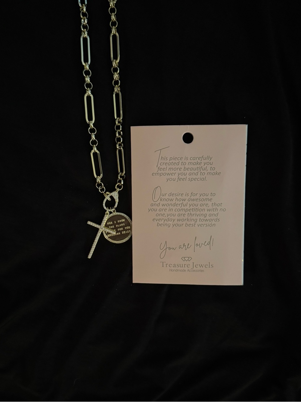 Treasure Jewels Jeremiah 29:11 with Cross. GOLD. NWT